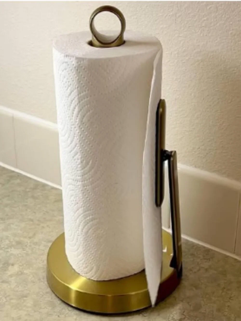 Like New Gold or Brass Tone Paper Towel Holder with Tension Arm $44 on Amazon